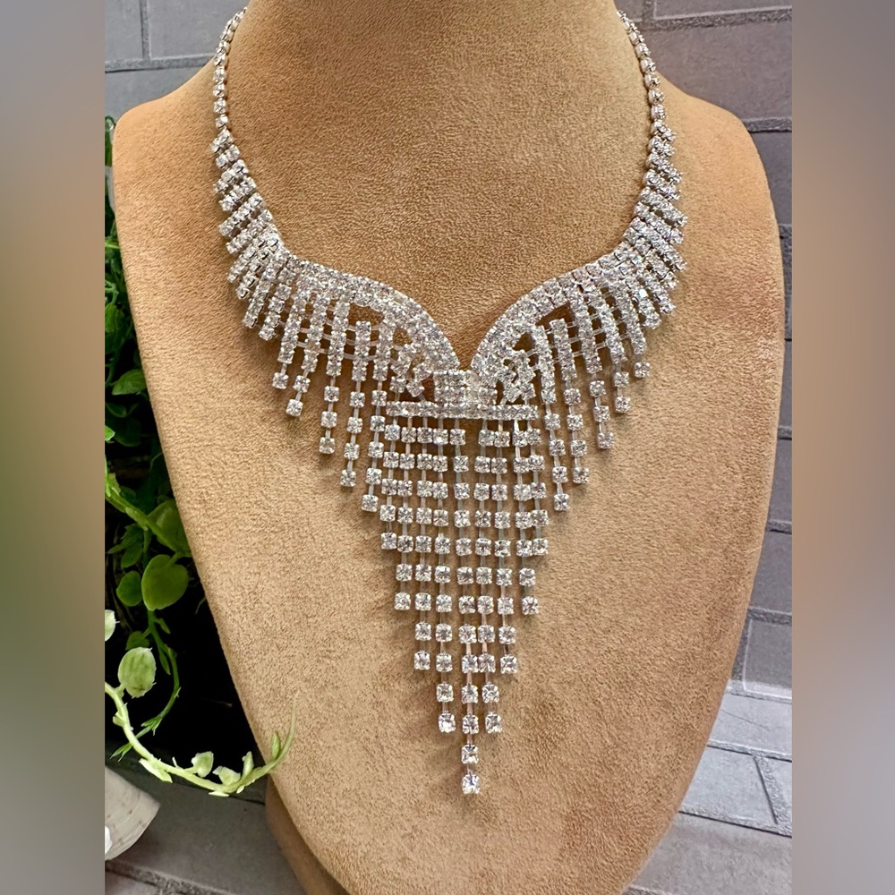 Rhinestone Statement Necklace Set - image 2